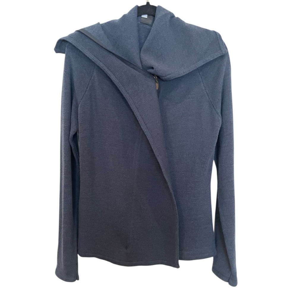 CoVelo Clothing navy blue wool blend zip cardigan sweater size large